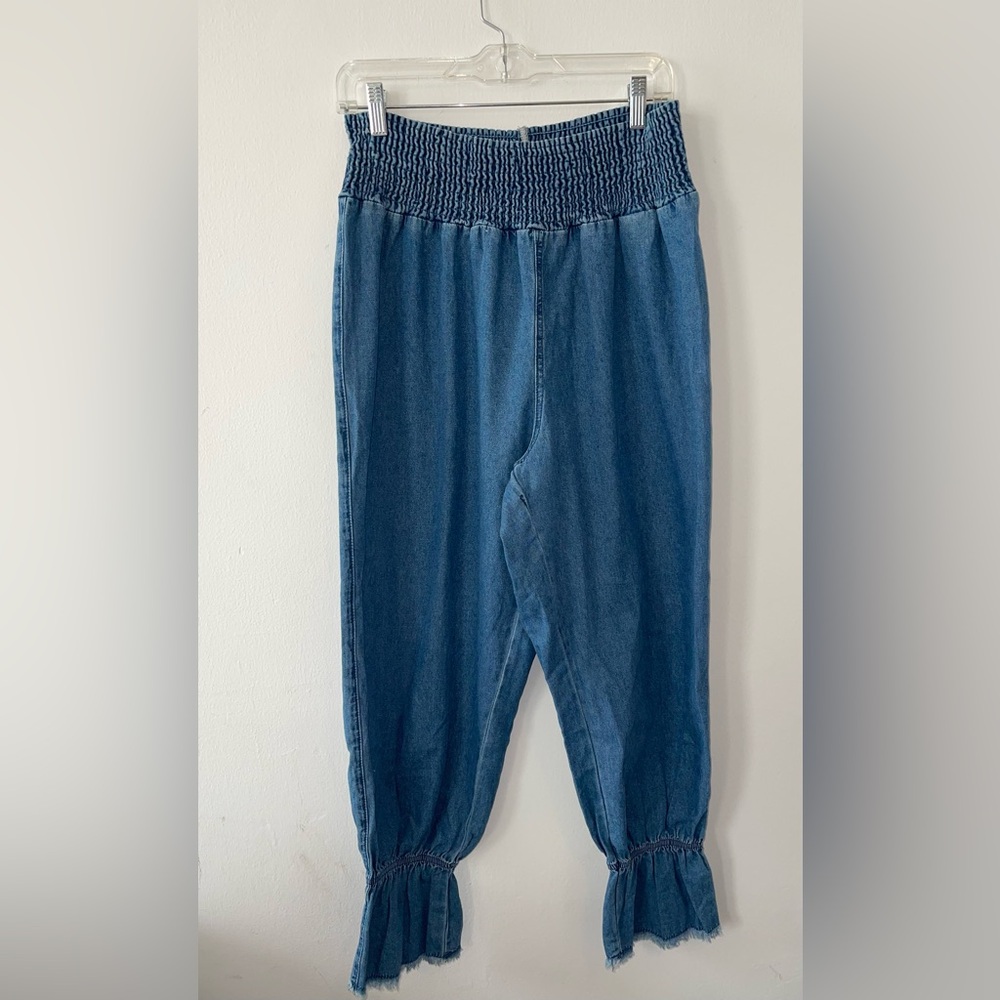 SHEIN Blue Smocked Waist Jeans